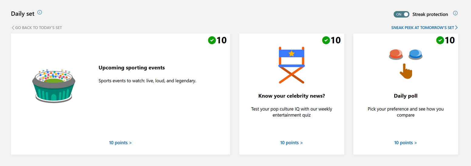Microsoft Rewards Today's Points